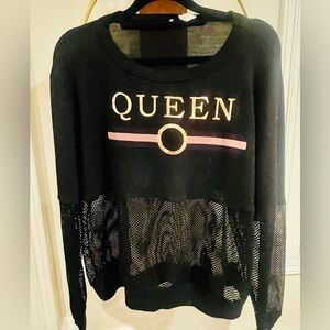 QUEEN Graphic Mesh Panel Black Top